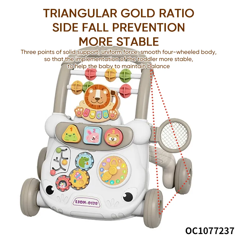 Wholesale Designed Plastic Musical Cartoon Montessori Toy High Quality Educational Standing Baby Walkers with Wheels