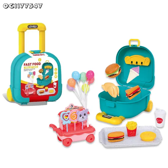 Wholesale Fast Food Hamburger Dog French Plastic Children House Play Gift Set Kitchen Toy Set for Kids