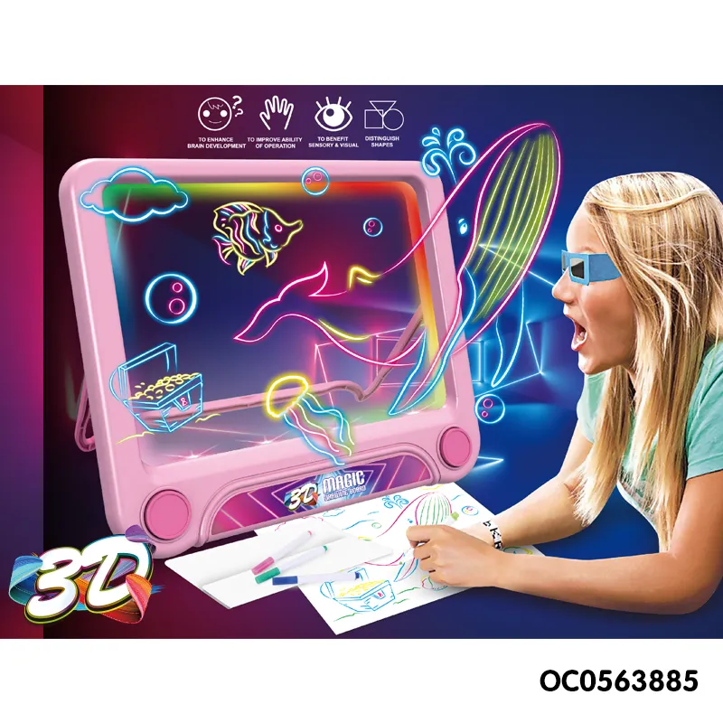 Educational Toys Magnetic Electronic 3D Glowing Magic Pad LED Wholesale Magnetic Writing Drawing Board for Kids
