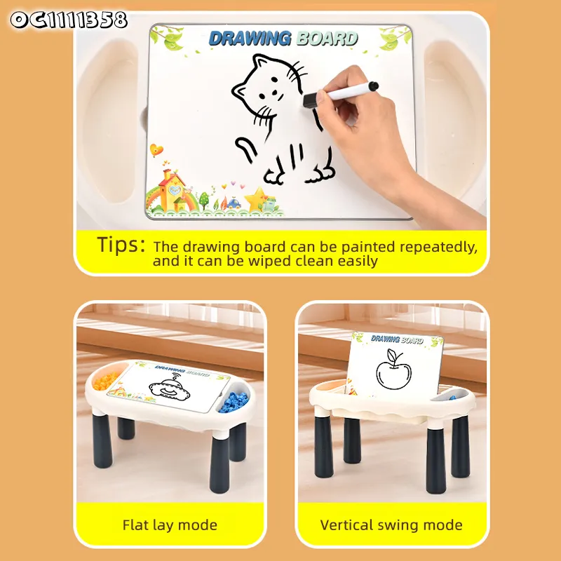 Creative Montessori Child Interactive Building Block Educational Play Drawing Table Educational Toy for Kid