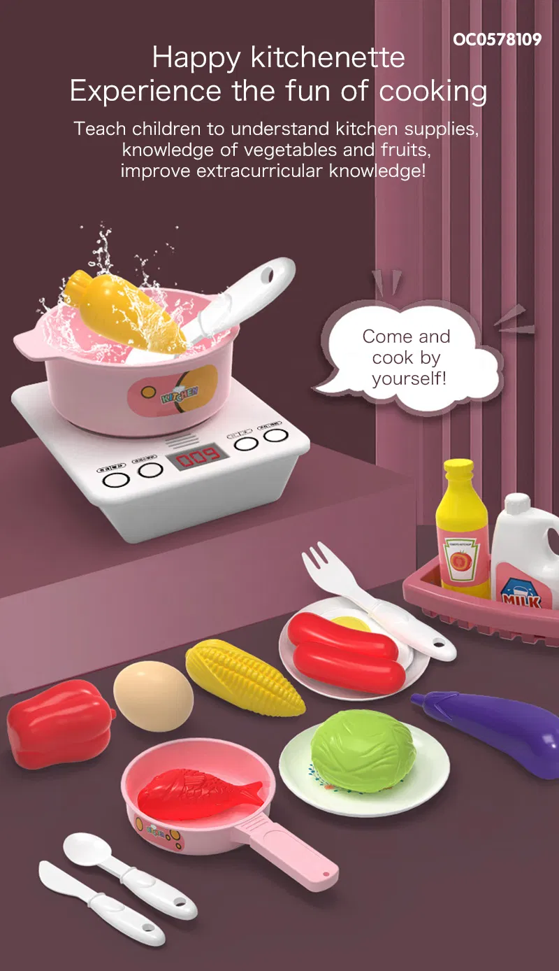 Wholesale Small Vegetable Plastic Children House Play Kitchen Table Toy Set with Music
