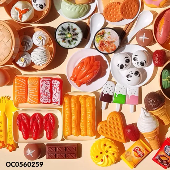 Wholesale 101 Pieces Felt Kitchens Plastic Pretend Play Food Educational Toy Gift Set for Kids