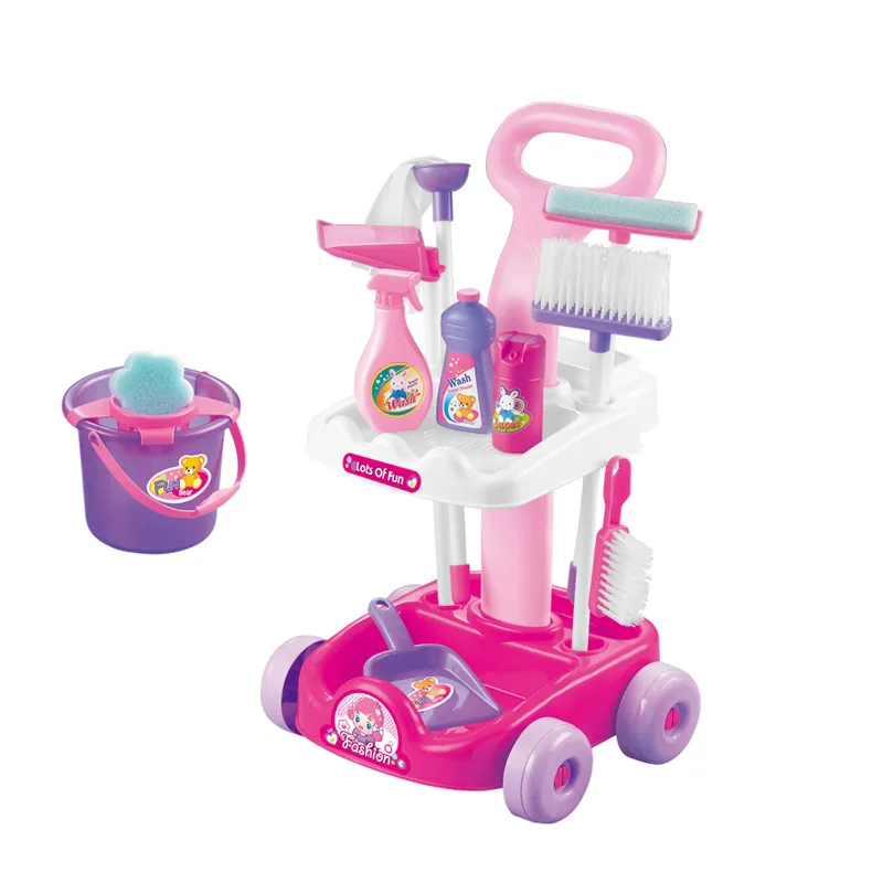 Pretend Play and Preschool Cleaning Tools Trolley Play Tool Set for Children