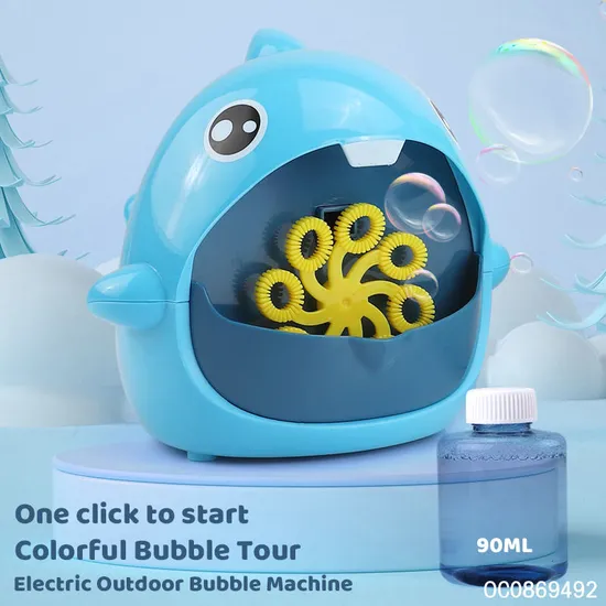 Cartoon Shark Electric Automatic Game Bubble Maker Machine for Kids