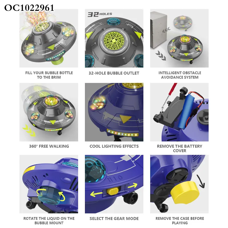 Kids Wholesale 32 Hole LED Light up Novelty Funny Toys Spinning Top Soap Electric Bubble Machine