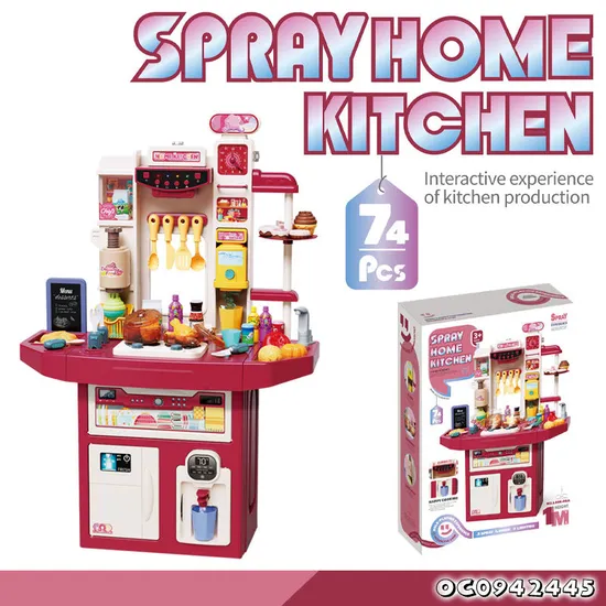 Wholesale Gift Food Plastic Kitchen Role Play Pretend House Kitchen Toys Set for Kids with Light Music