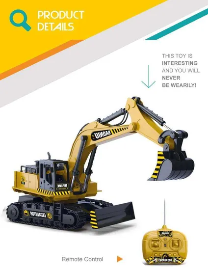 High Quality Children Educational Excavator Toy Remote Control Trucks