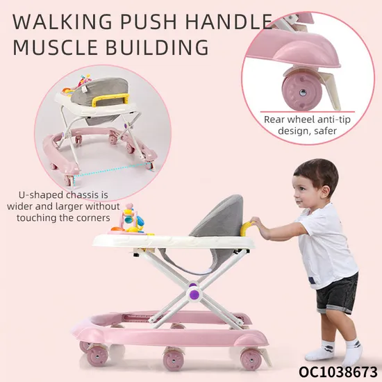 Professional Factory Price New Model Toddler Walk Learning Assistant Multifunctional Baby Walker with Foldable Plastic Wheels Sit-to-Stand and Activity Table