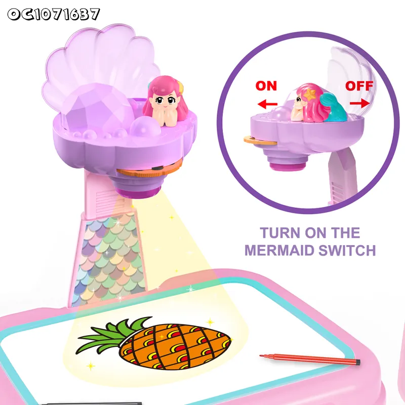 Montessori Education Pad Flashlight Slide Draw Pad Painting Handwriting Interactive Drawing Projection Plastic Light Toy for Kids