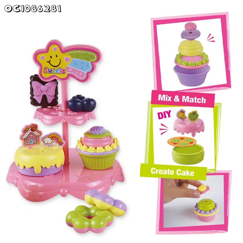 Wholesale Pretend Ice Cream Pretend Game Afternoon Tea Dessert Set Birthday Cake Cheap Children's Plastic Kitchens Food Toy for Kids