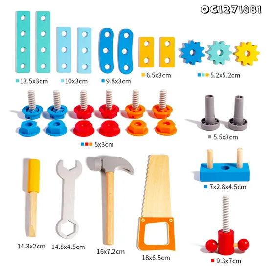 Screws and Nuts Home Exercise Hand Wooden Educational Toys Construction Equipments Tool Engine Repair Sets Toys for Boys with Storage