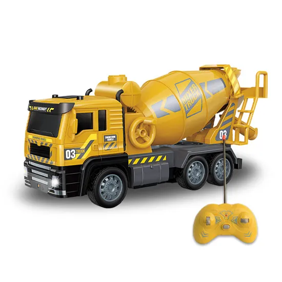 RC Plastic Concrete Mixer Truck Model 1: 24 Scale Engineering for Kids with Light with Remote Control Toys