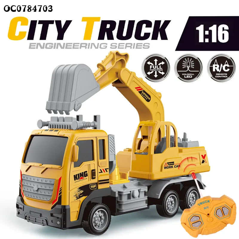 1: 16 RC Electric Excavator Kids Remote Control Building Material Toy Truck