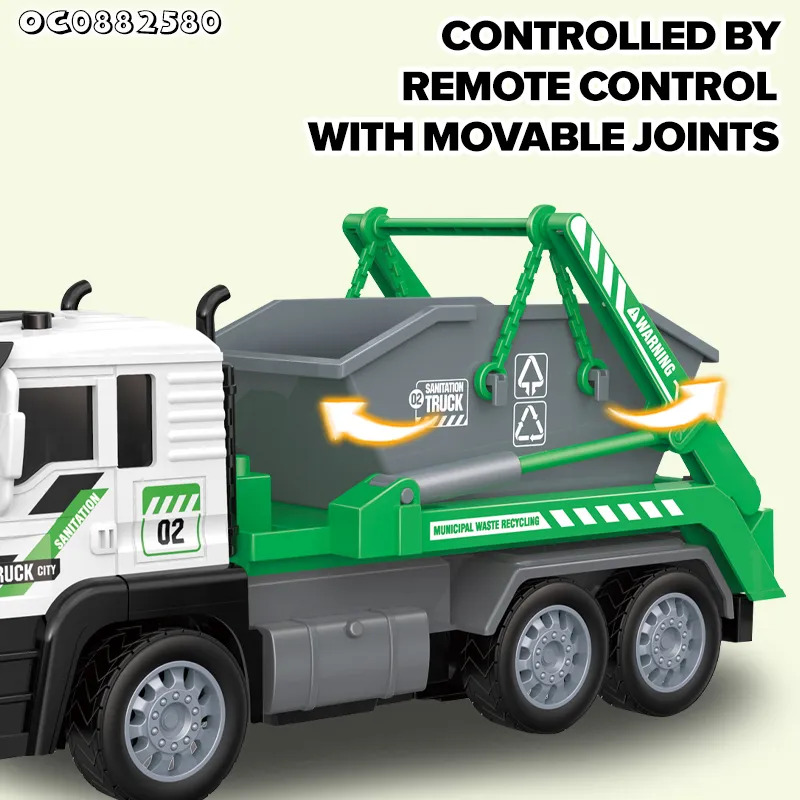 Lighted up City Sanitation Cleaning Plastic Kids Remote Control Model Car 1: 24 Garbage Toys Truck