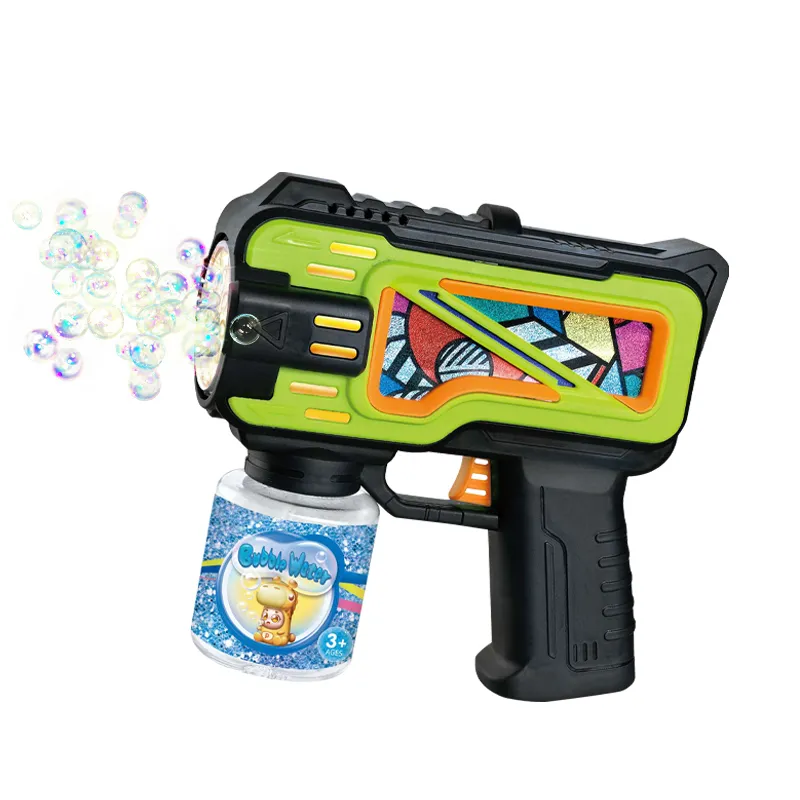 Kids Wholesale Outdoor Toys Structures Popular Automatic Space Soap Bubble Machine Gun Toys with Light and Bubble Water