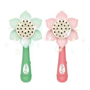Outdoor Sunflower Pattern 2 in 1 Wholesale Baby Kids Bubble Gun Toys with Fan