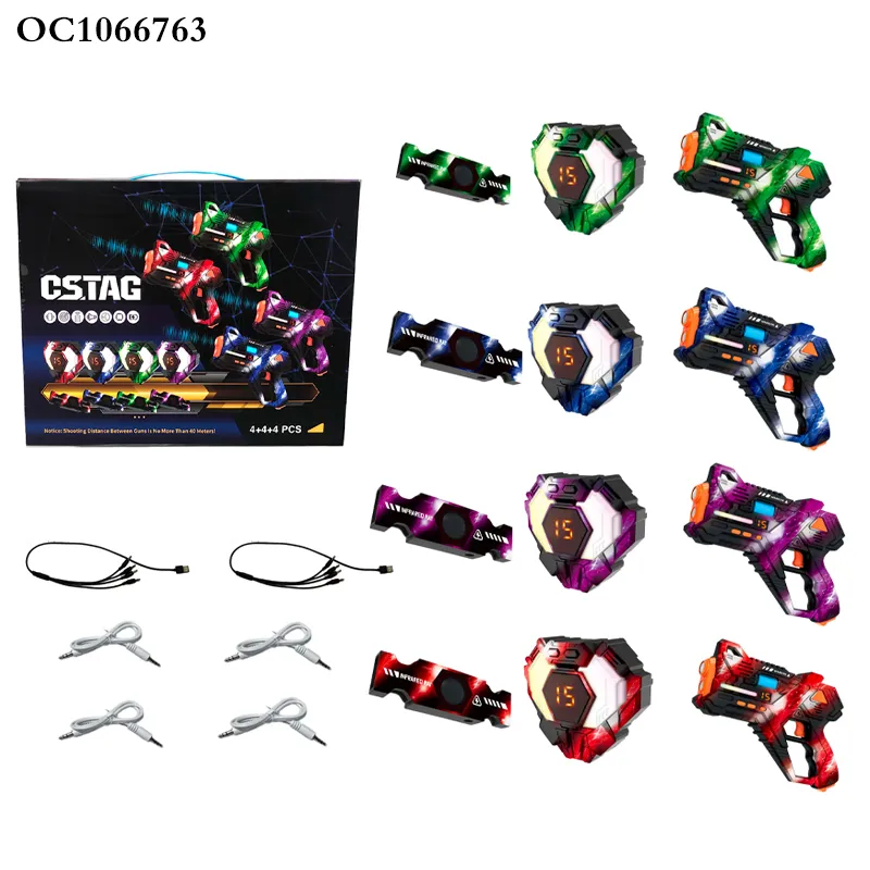 4PCS Funny Electric Interactive Battle Multiplayer Shoot Gun Games Vest Receiver Novelty Plastic Toy Gun