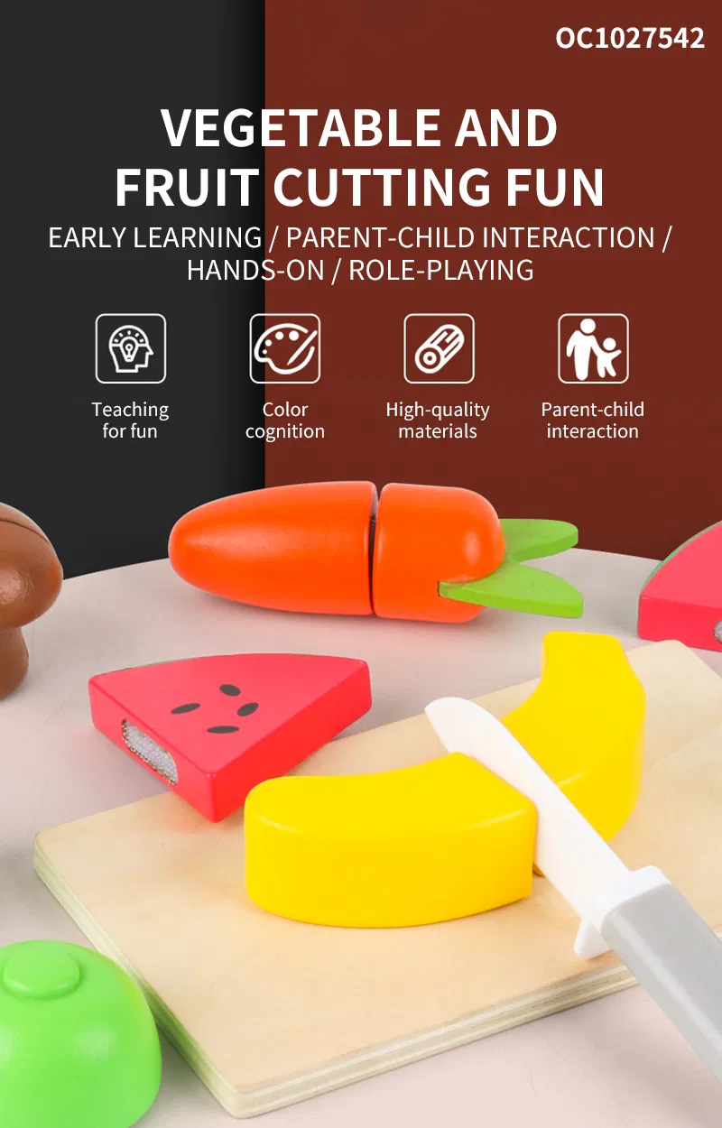 Wholesale Baby Gifts Learning Wooden Educational Toddler Kitchen Fruit Vegetable Cutting Toy Kitchen