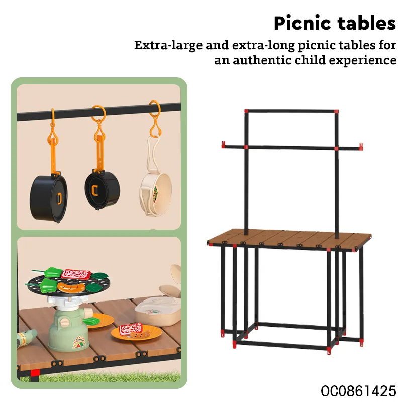 Wholesale Pretend Play Outdoor Explore Set Camping Kids Children's Plastic Kitchen Simulation Vegetable Fruit Food Cooking Toy