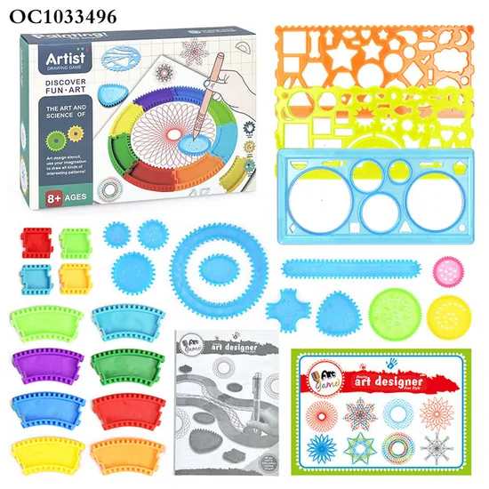 Wholesale Plastic Popular DIY Drawing Tools and Materials Set Spirograph Ruler Toy
