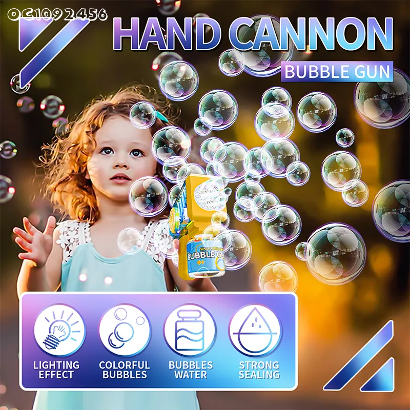 90ml Bubble Water Summer Outdoor Products Interactive Games Plastic Bubble Gun with Light Music