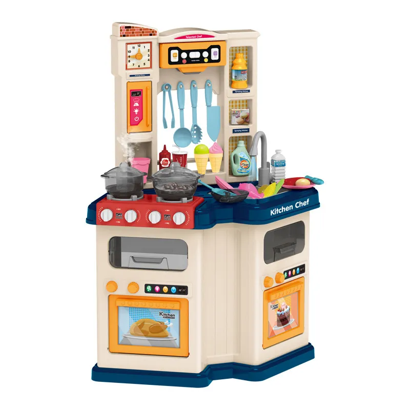 Wholesale Pretend Spraying Water Cooking Big Size Luxury Kitchen Plastic Children House Play Set Toys for Kids