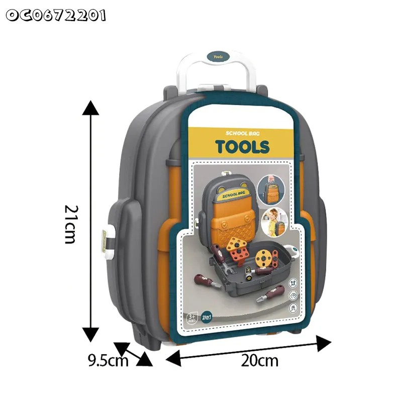 School Bag Kids Assembling Skill Development Toys Plastic Screw and Nut Hand Tools Game Toy Set for Boys Mechanics with Accessories