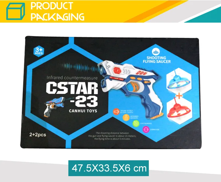 Hot Selling 2 Players Shooting Flying Saucer UFO Toy Speed Gun Toy with Laser and Light
