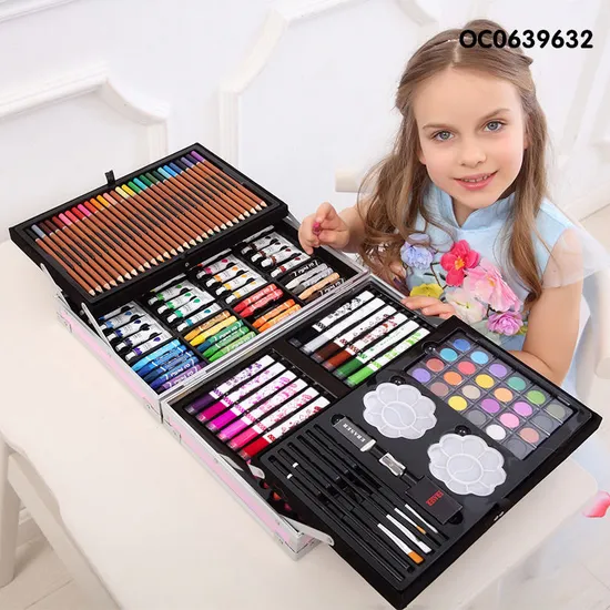 Wholesale Montessori 145 Pieces Crayons Oil Painting Pigments Brush Wholesale Kids Stationery Art Set Gift Creative Toy