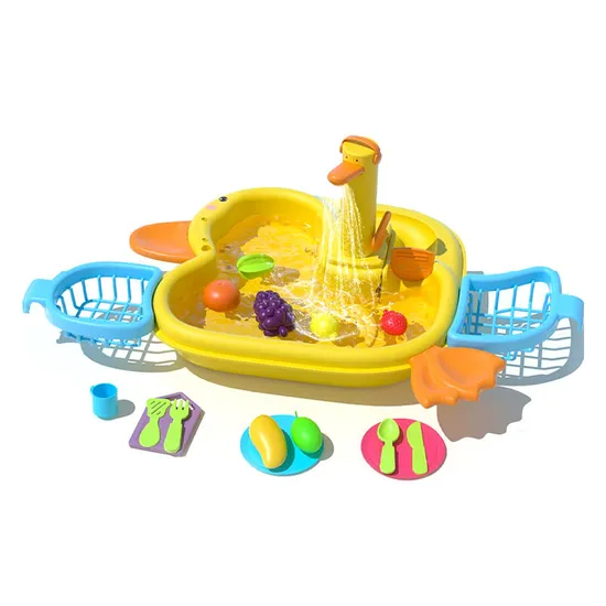 Wholesale Cutting Fruit and Vegetables Baby Pretend Play Toy Wash Set Spray Children's Plastic Kitchen Toy with Plates