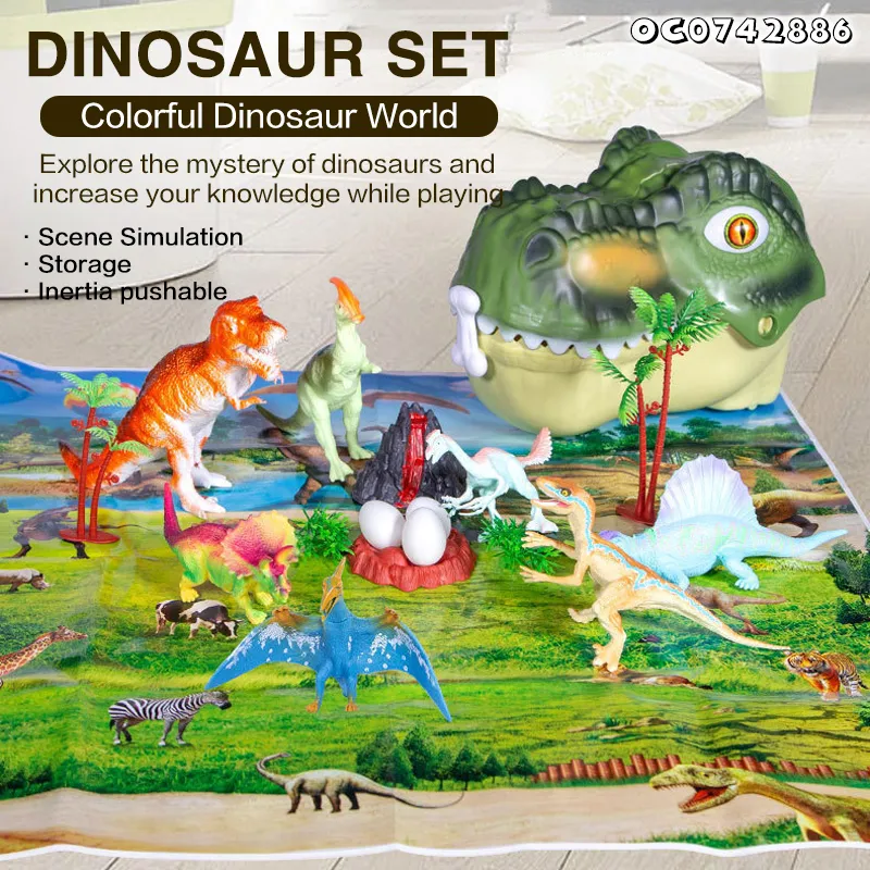 Plastic Dinosaur Storage Box Small Jurassic PVC Animal Toys Packaged Animal Simulation Dinosaur Model Series Toy for Boys