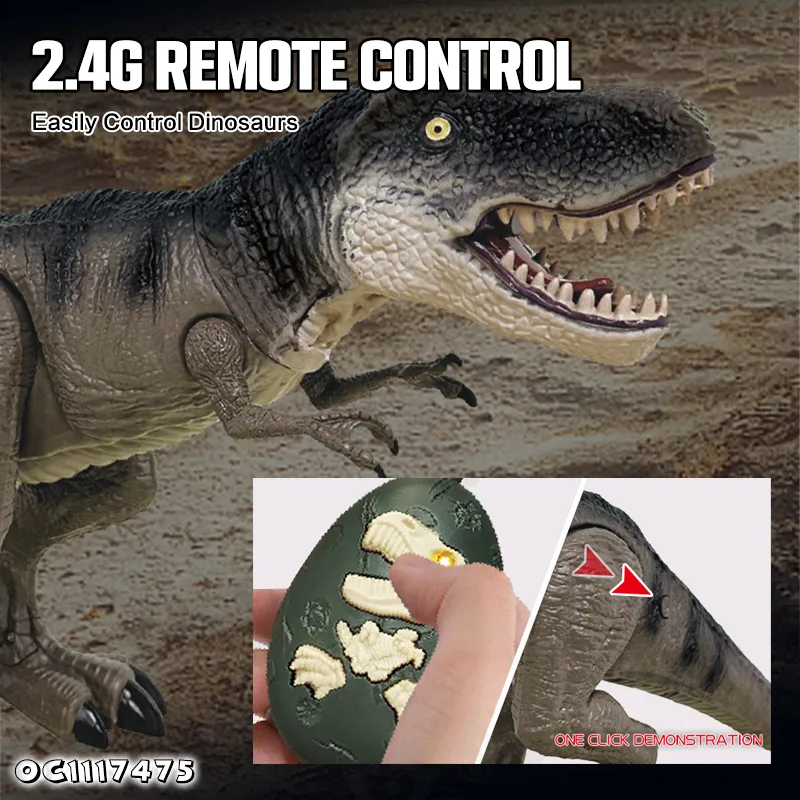 RC Model Remote Control Walking Dinosaur Toy Mist Action Realistic Jurassic Tyrannosaurus Rex Toy with Roar and Light for Boys Girls