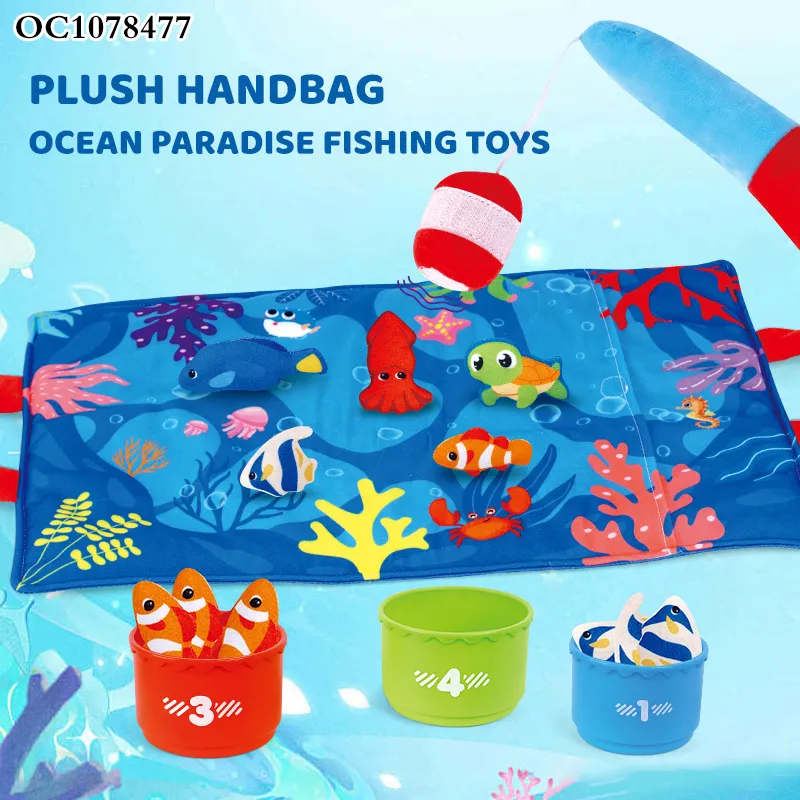 Wholesale Montessori Educational Sea Animal Plush Stuffed Cognitive Games Fishing Toys