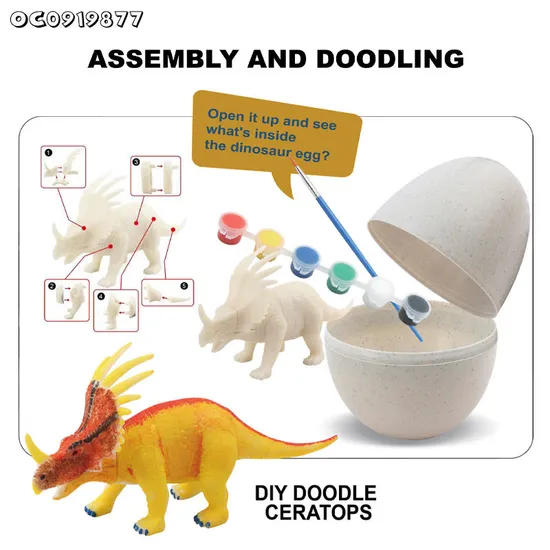 Assembling Toy Dinosaur Model Educational Handmade Graffiti Craft Toy Color Dinosaur Parts Plaster Paint Game Boy Toy