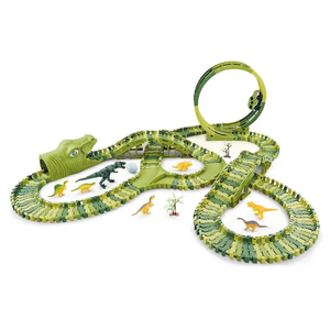 Newest Educational Toy Assembled Kids Race Dinosaur Flexible Track Parking Slot Toy with Electric Car for Boy Gift Item