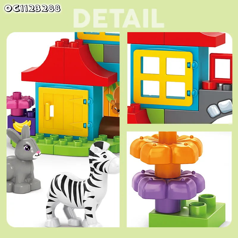Wholesale Outdoor Blocks Zoo Park Wild Animal Model Plastic Building Blocks Toys for Kids