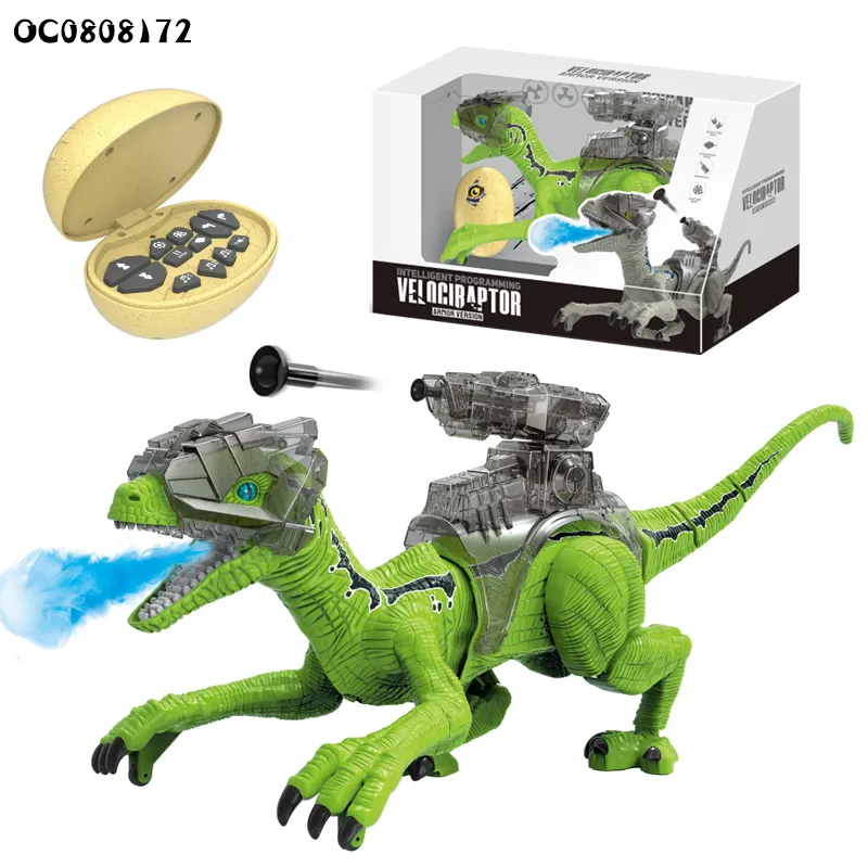 Remote Control Electronic Walking Dinosaur Toy for Kids Boys Girls with Water Mist Spray