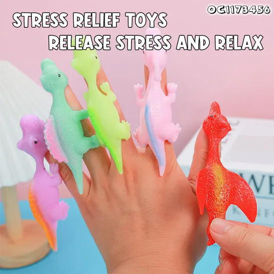 Wholesale Big Soft Rubber Dinosaur Hand Puppet 2025 Best Fidget Cute Animals Funny Catapult Toy Anti Stress Toy for Kid Children
