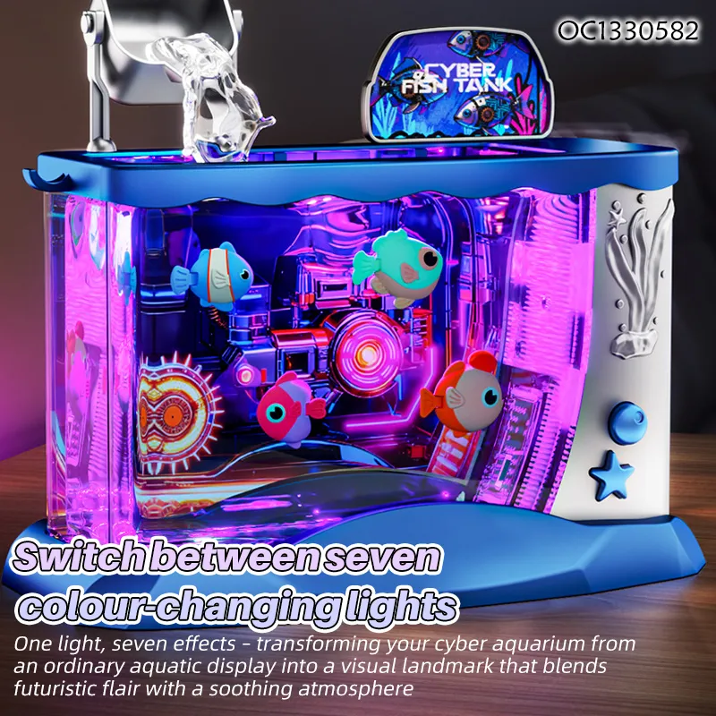 Wholesale Plastic Montessori Colorful Light Fish Tank Electronic Fishing Game Machine Toy Game for Kids