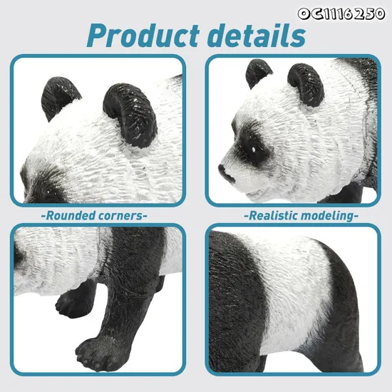 Wholesale Popular PVC Panda Realistic Small 3D Plastic Wild Animal Model Toys with Sound for Kids
