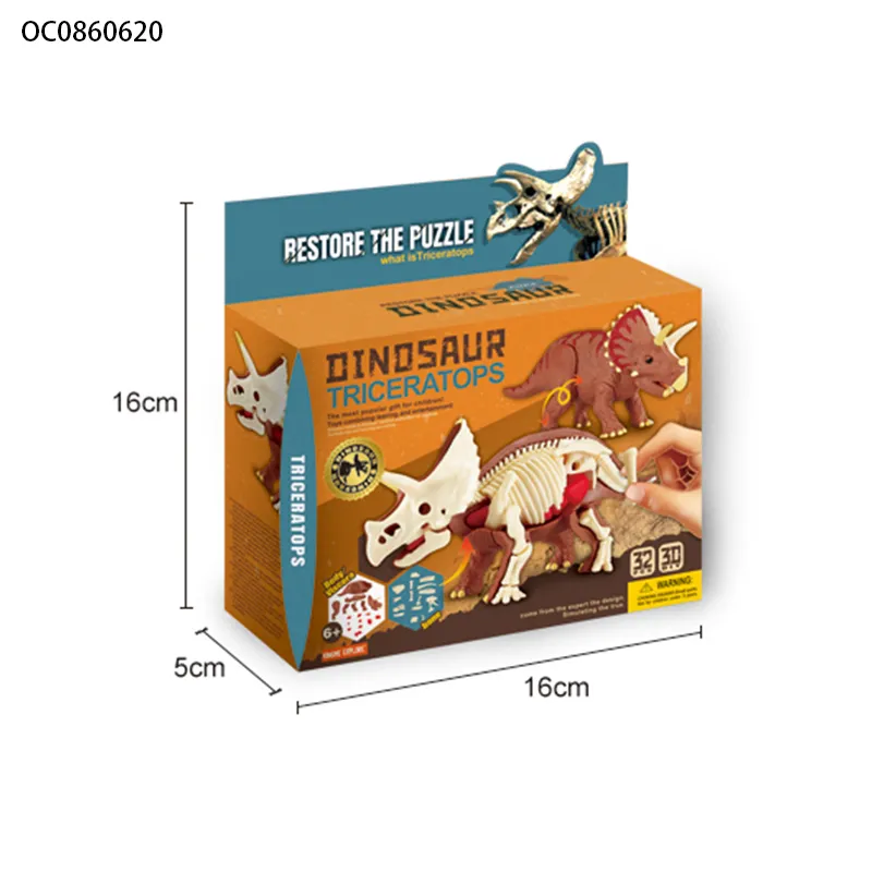 Game DIY Self -Assembled 3D Simulation Dinosaur Skeleton Toy for Preschool