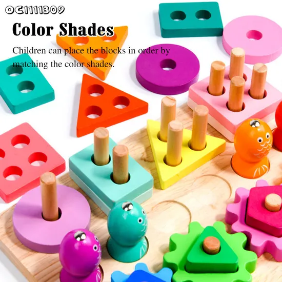 Wholesale Wooden Learning Building Block Matching Puzzle Baby Brain Fishing Games