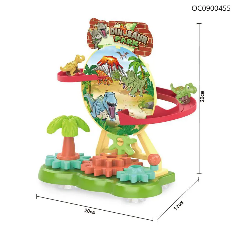 Wholesale Educational Montessori Plastic Dinosaur Race Track Cars Building Blocks Toy for Kids