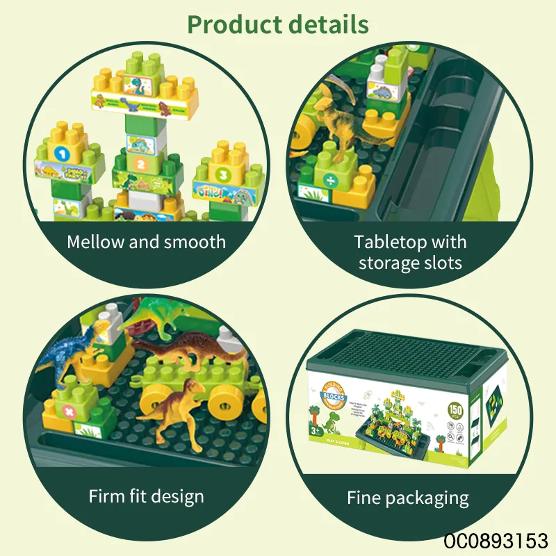 Wholesale Educational Montessori Dinosaur Plastic Building Blocks Tables Popular DIY Toys for Kids