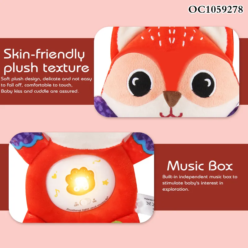 Wholesale Popular Light Baby Sleeping Doll Sensory Music Animal Stuffed Plush Toy