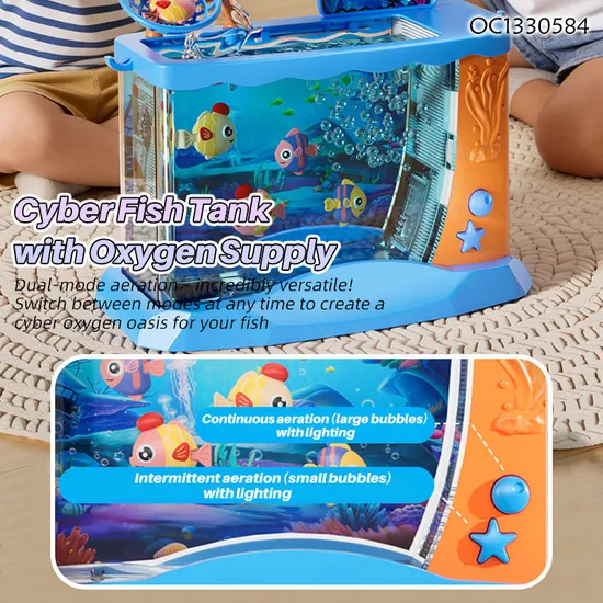 2026 New Arrival Funny Kids Interactive Indoor Games Battery Operated Swimming Fish Table Game Machine Toy with Lighted up Tank