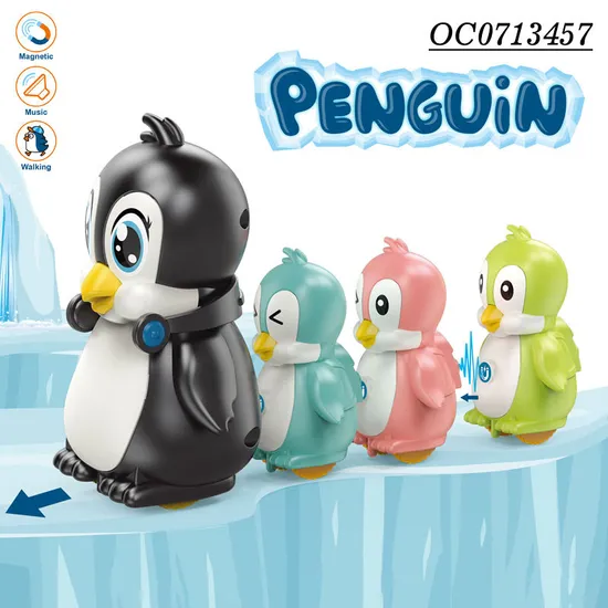 2022 3D Animal Plastic Walking Penguin Music Toys for Kids