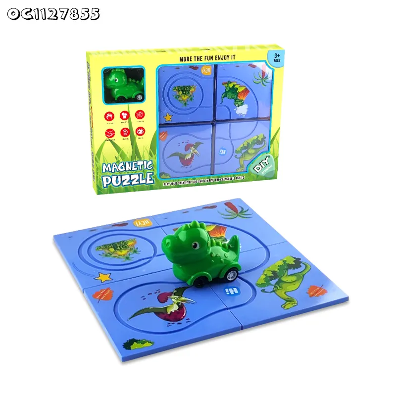 Dinosaur Car 3D Animal Traffic Jigsaw Puzzle Printing Small Board Game Cognitive Montessori Toy for Kids with Custom Logo