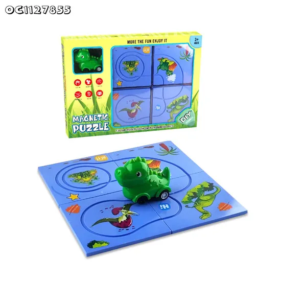 Dinosaur Car 3D Animal Traffic Jigsaw Puzzle Printing Small Board Game Cognitive Montessori Toy for Kids with Custom Logo