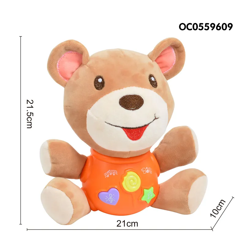 Wholesale Baby Sensory Stuffed Soft Plush Bear Animal Baby Toys with Music Light